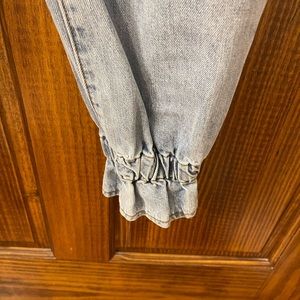 Paper bag waist jeans with jogger bottom